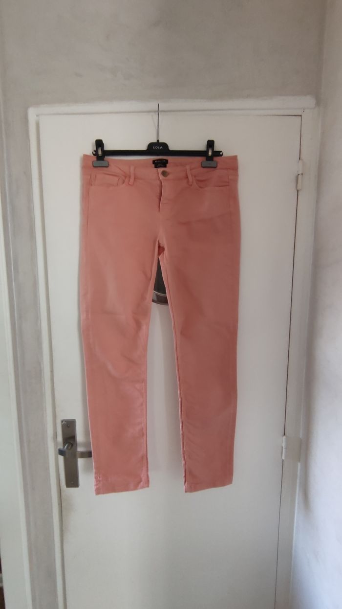 Pantalon femme jeans slim fit marque Massimo Dutti taille 42 couleur saumon - photo numéro 10