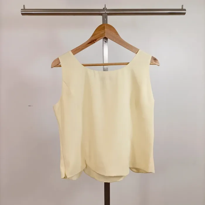 Top sans manches crème Un Jour Ailleurs coupe droite taille 42 A913 - photo numéro 6