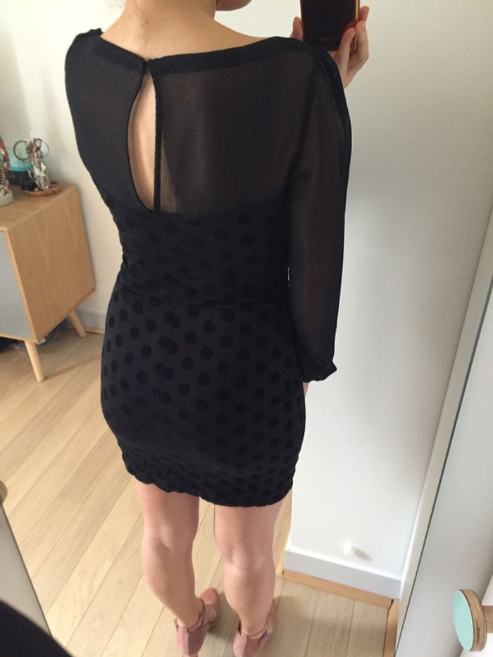 Robe Maje - noire à pois ton sur ton - photo numéro 5