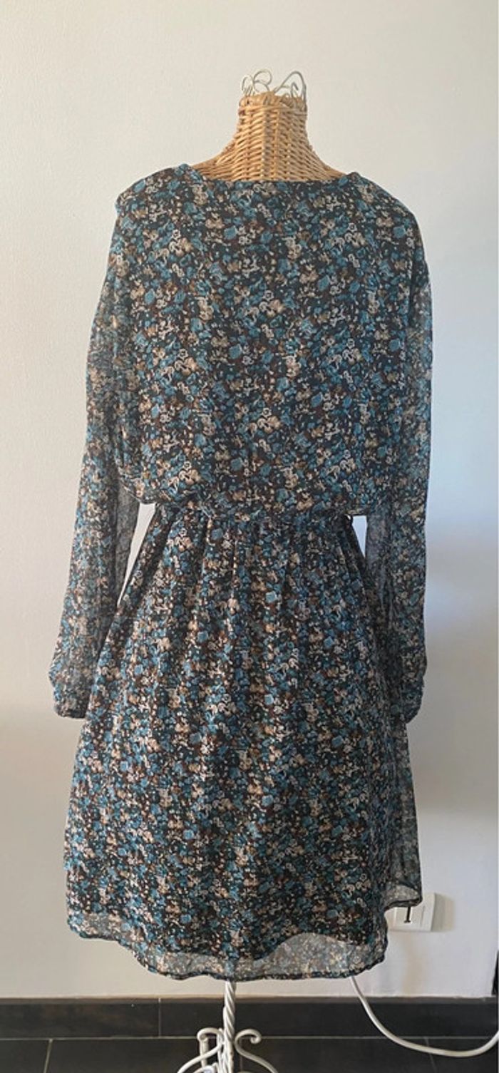 Robe Only liberty à fleurs bleues et marrons taille S - photo numéro 4