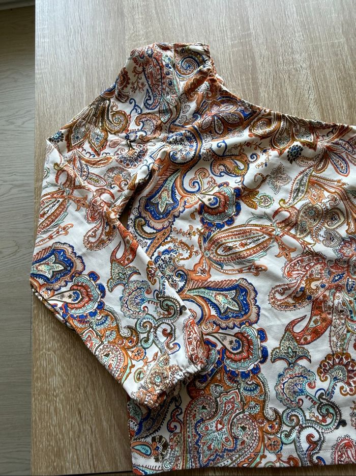 Top épaules dénudée orange blanc à motifs Shein taille 36 S - photo numéro 2