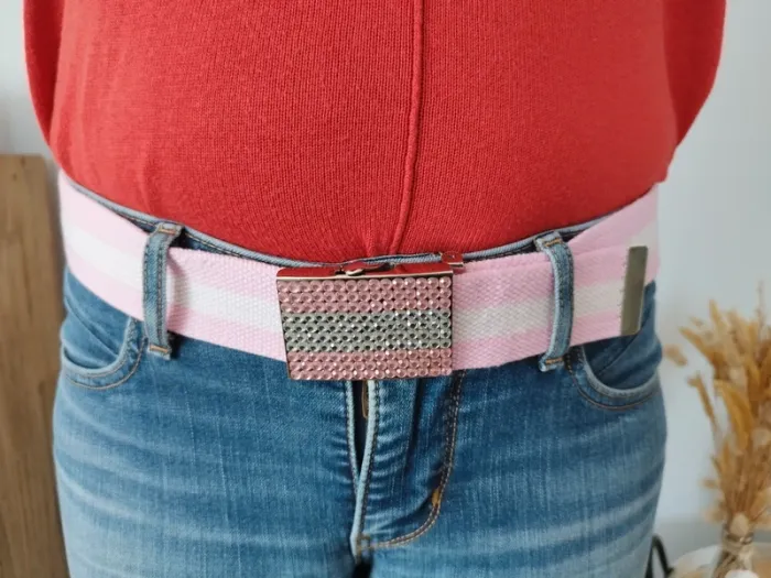Ceinture rose et blanche avec diamants - photo numéro 3