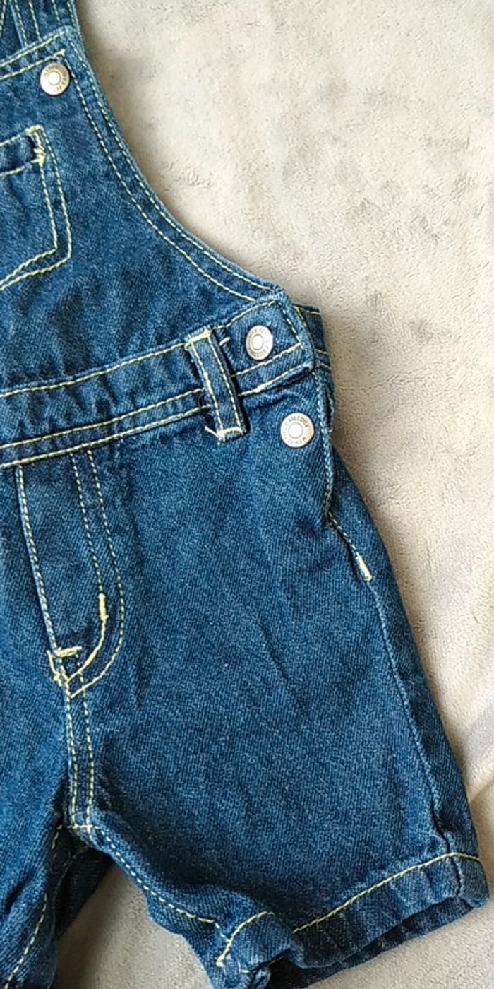 Salopette short jeans Garçon 12 mois Mes petits cailloux 100% coton - photo numéro 5