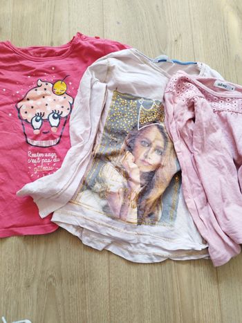 Lot de trois t-shirt manches longues fille 4 ans rose