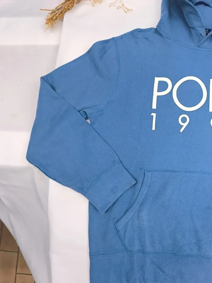 Sweat Polo Ralph Lauren homme bleu taille L capuche bon état - quelques tâches - photo numéro 3