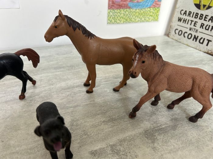 lot chevaux cavalier et chien miniatures jouet enfant - photo numéro 2