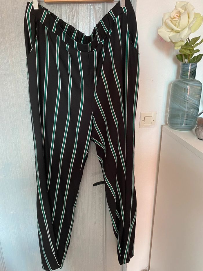 Pantalon rayé vert