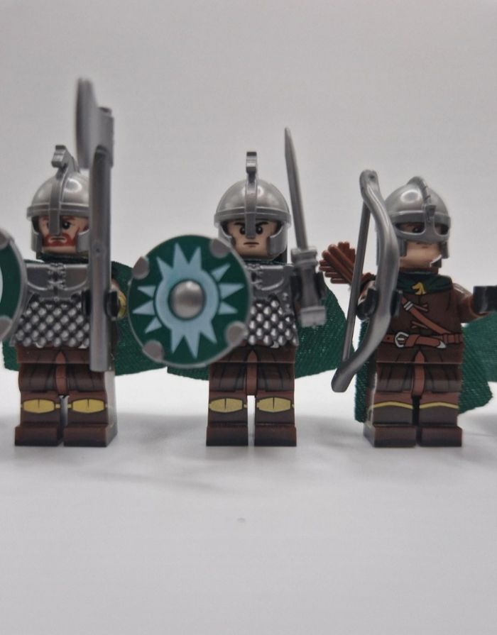 Figurines type lego 6 guerriers du rohan seigneur des anneaux / hobbit - photo numéro 4