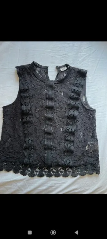 Blouse en dentelle noire sans manches Pimkie 36