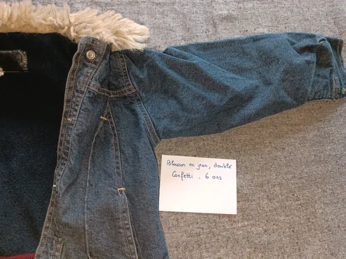 Blouson en jean, doublé, col fourrure, Confetti, 6 ans - photo numéro 8