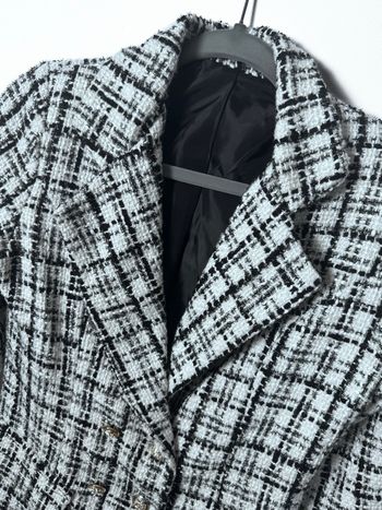 blazer tweed noir blanc taille s style chic parisien 