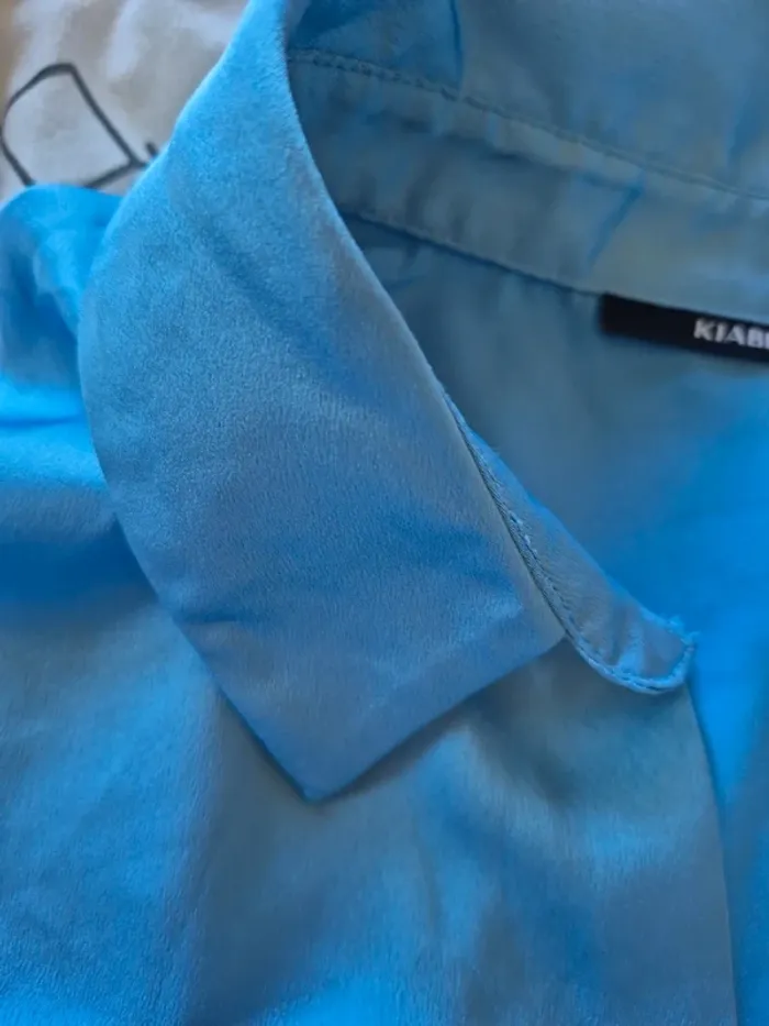 Chemise satin bleu - photo numéro 4