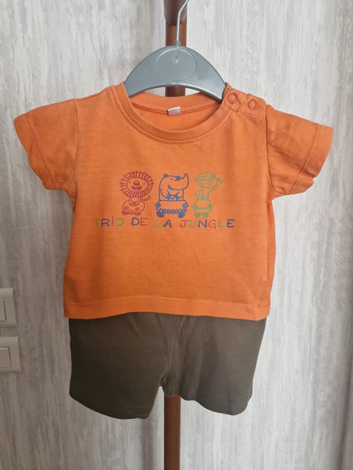 Ensemble bébé 3 mois Sans marque Coton T-shirt manches courtes Short