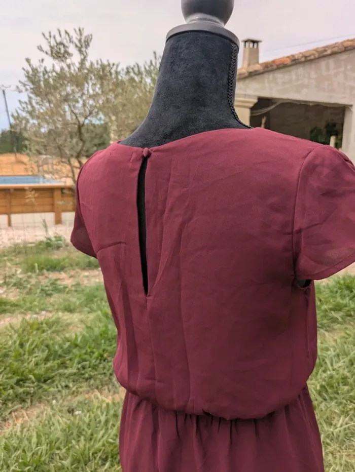 Robe col V, bordeaux - taille S - photo numéro 3