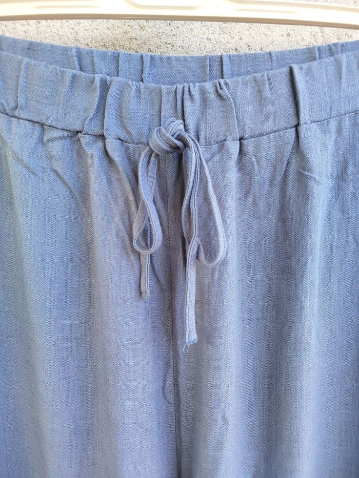 Pantalon taille haute fluide bleu 1XL – Shein curve – Bon état taille 46 - photo numéro 3
