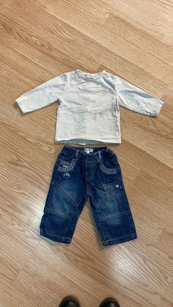 Jean alphabet / t-shirt Kiabi 6 mois