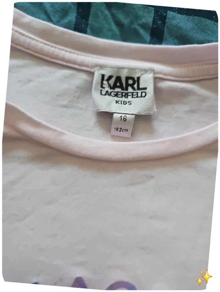 🩷 T-shirt rose Karl Lagerfeld Kids 16 ans – logo holographique - photo numéro 3