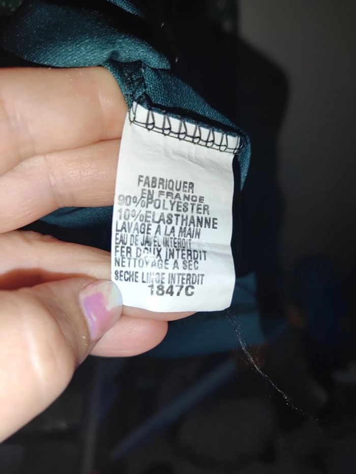 Robe légère verte fleurie dorure - photo numéro 5