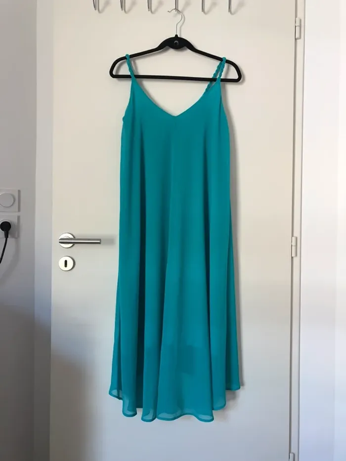 Robe longueur midi vert d'eau Mango taille S - photo numéro 4