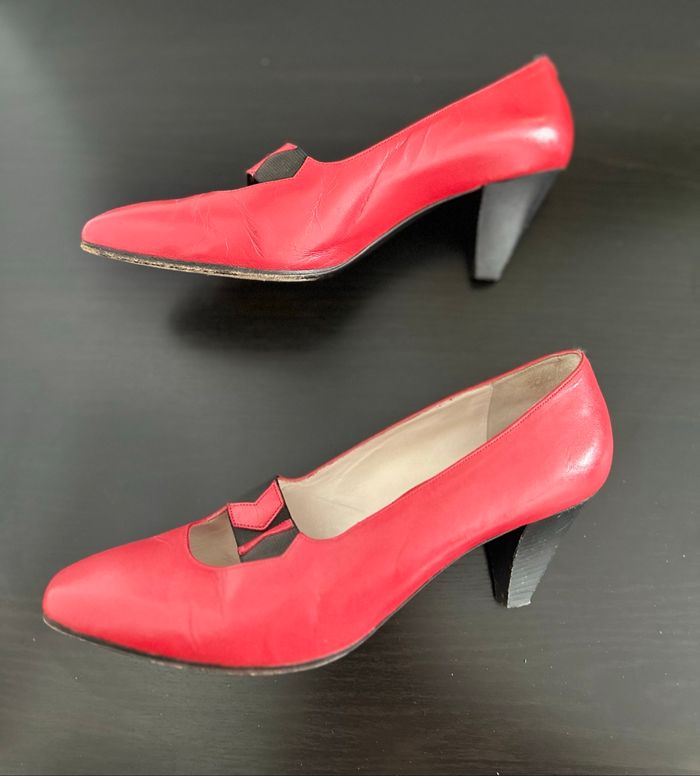 Escarpins rouge en cuir véritable Minelli Vintage T40 - photo numéro 5