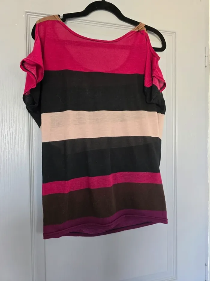T shirt femme noir/rose S - photo numéro 2