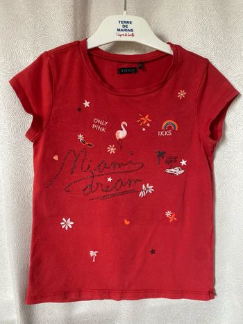 T-shirt rouge imprimé et brodé 8 ans IKKS