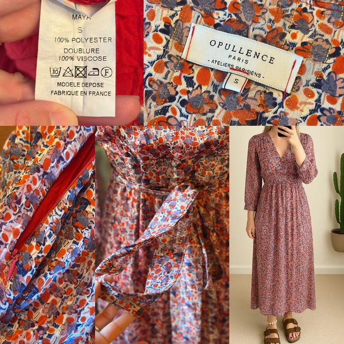 Robe longue modèle Maya à fleurs lurex Opullence Paris taille S - photo numéro 7