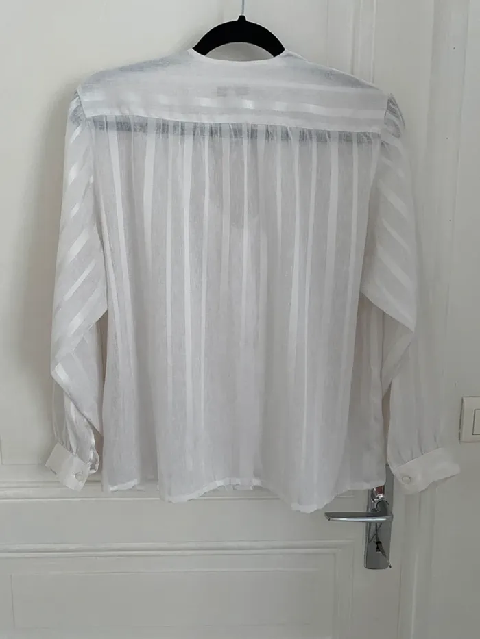 Chemisier vintage blanc avec col lavallière - photo numéro 2