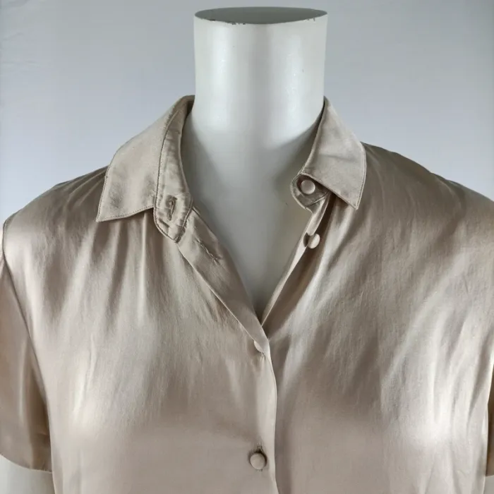 Chemise beige en 100 % soie Jones New York, manches courtes, fluide et légère, taille 36 A1203 - photo numéro 2