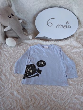 Tee shirt manches longues Garçon 6 mois "Hello" Kiabi 100% coton