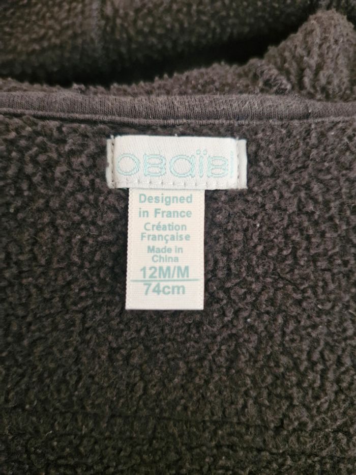 Manteau zippé capuche bébé 12 mois Obaïbi Coton Polyester - photo numéro 6
