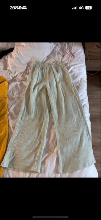 Pantalon menthe gaz de coton