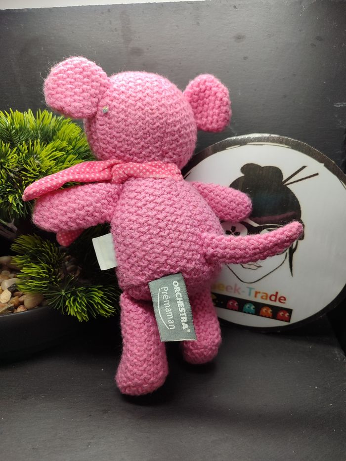 doudou souris laine tricoté peluche rose gris orchestra premaman Echarpe Pois - photo numéro 2