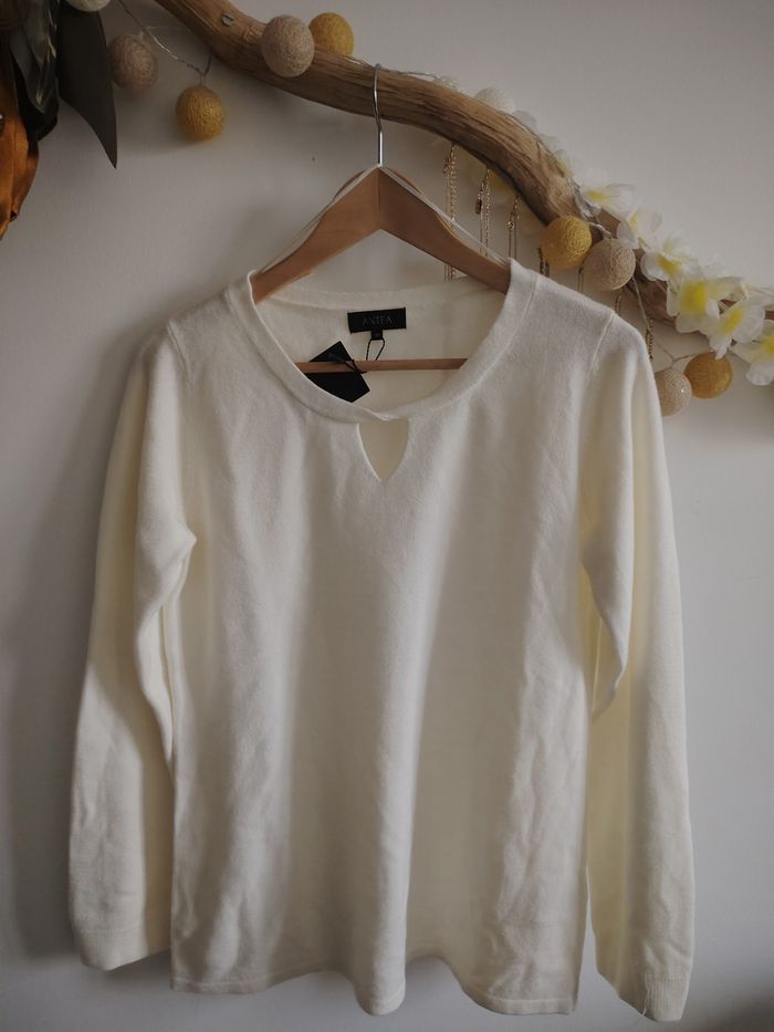 Pull blanc cassé, écru, doux