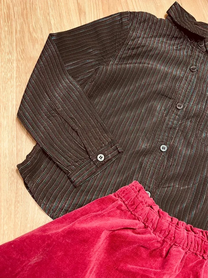 Taille 5 ans tenue de fête fille TAO Kiabi noir et bordeaux * scintillant * 🩷 - photo numéro 3