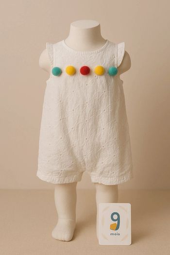 Combinaison bébé blanche Marque Orchestra Taille 9 mois