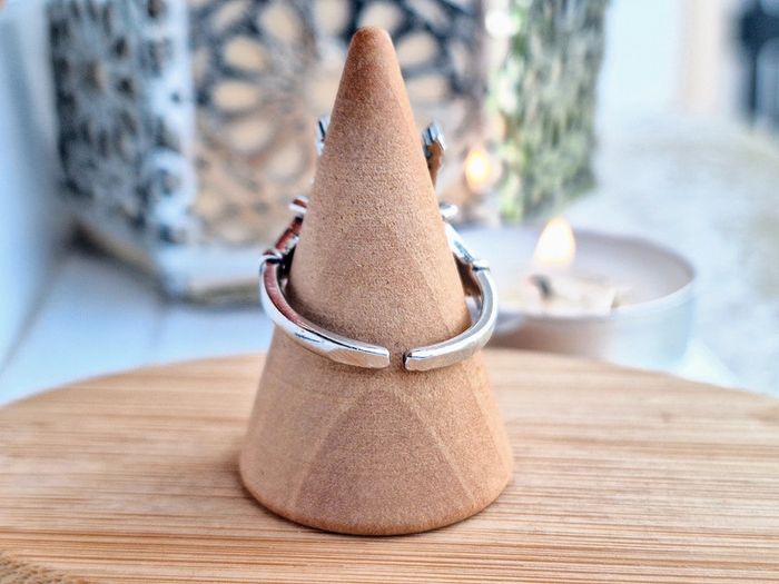 Bague Ouverte Argenté Ajustable Motif Porte Gothique - photo numéro 4