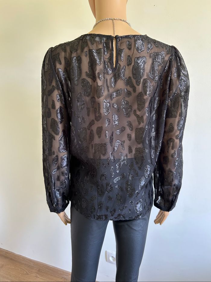 Blouse transparente noire et brillante Bisou’s Project taille L jamais portée - photo numéro 5