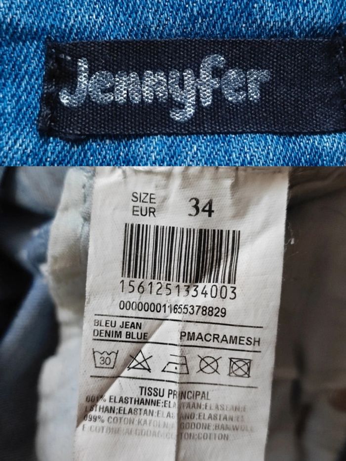 Mini short en jean bleu troué dentelle blanc / Jennyfer - 34/XS - photo numéro 8