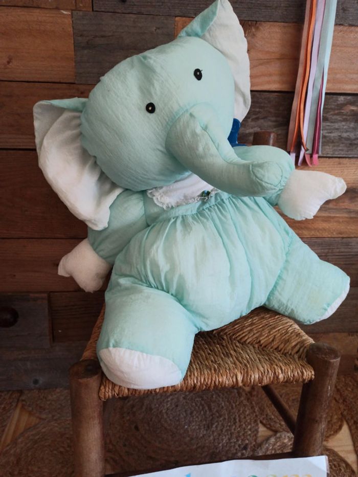 Peluche éléphant toile vintage tbe - photo numéro 2