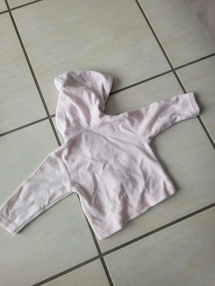 veste à capuche zippée rose 3 mois - photo numéro 3