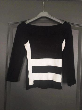 Pull-over M3/4 noir & blanc 36/S - Camaïeu