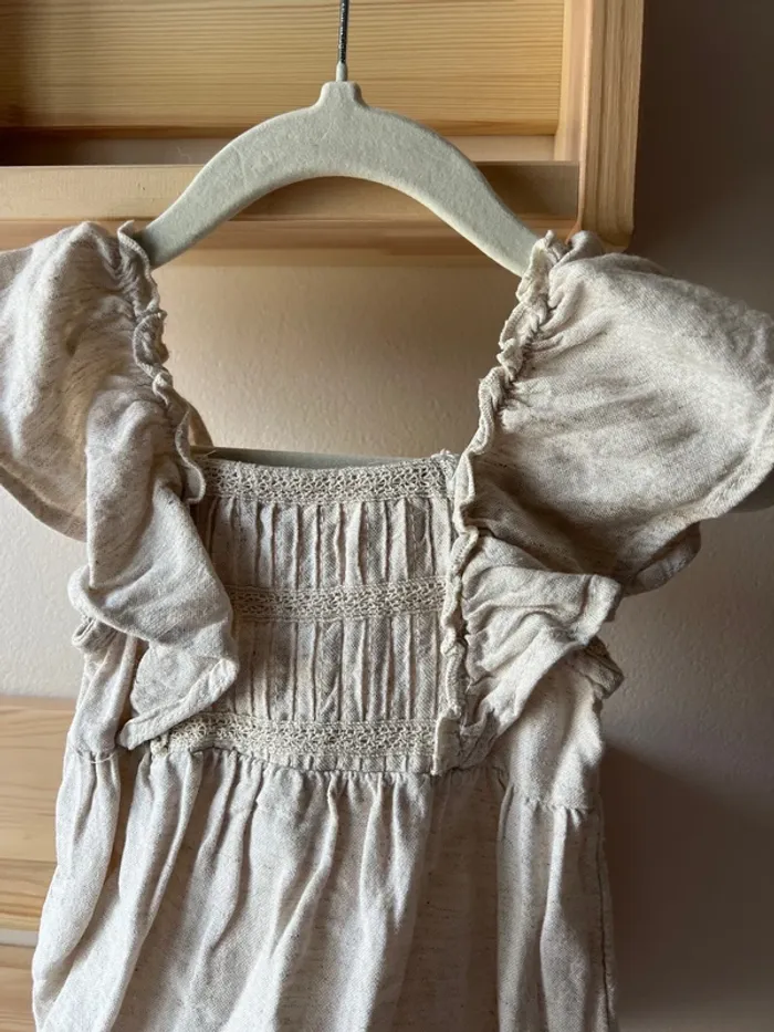 Ensemble robe et bloomer en lin beige 3 mois - photo numéro 2