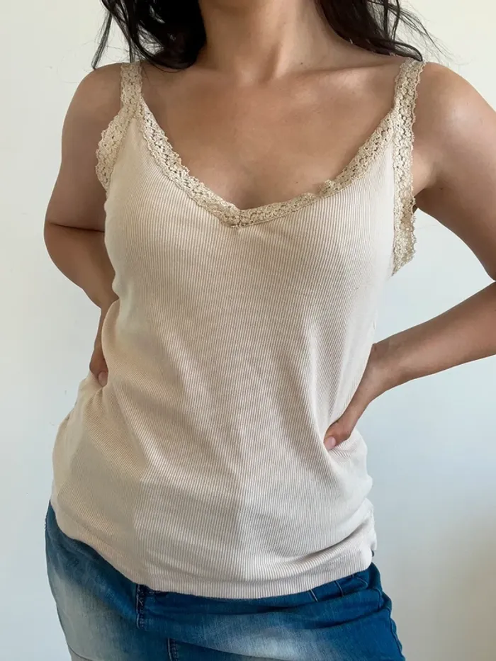 Débardeur beige à dentelle Sinéquanone taille M 🍦 - photo numéro 5