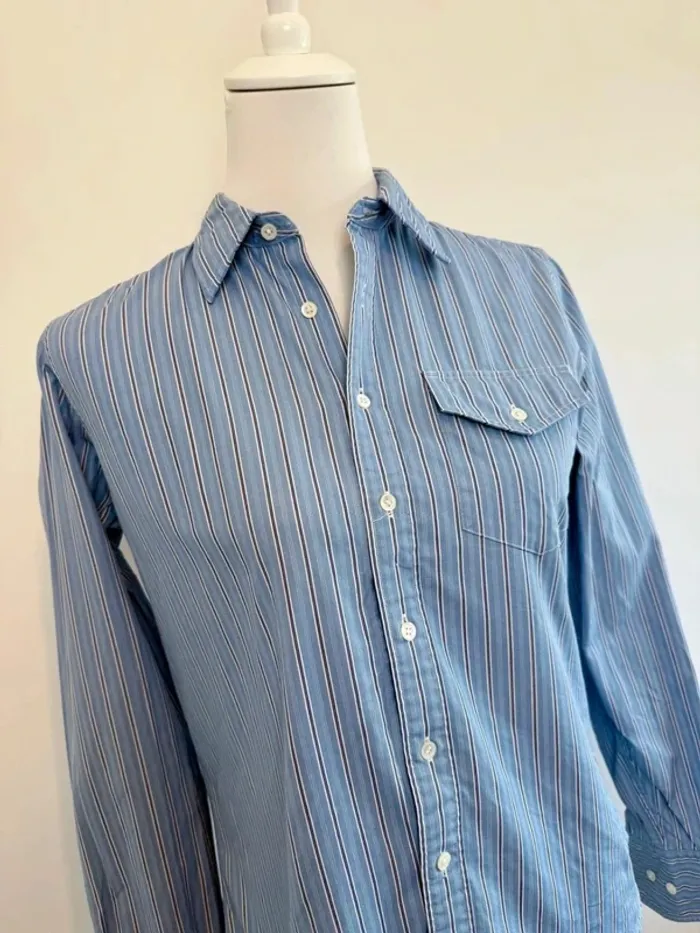 Chemise Ralph Lauren femme lignée bleue taille M parfait état - photo numéro 3