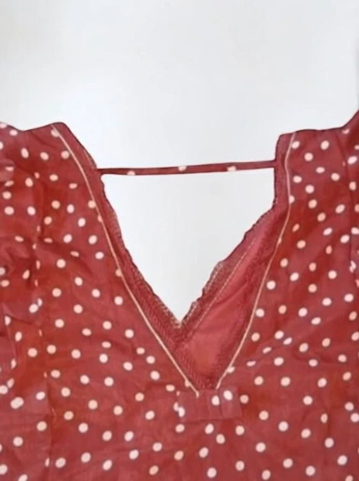 🌹 Robe d'Été Rouge Bordeaux à Pois Blancs,neuve femme taille L🌹 - photo numéro 2