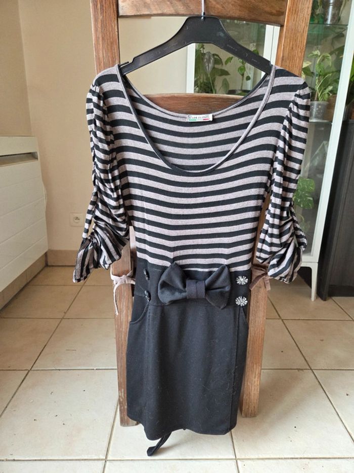 Robe noir rayé gris/marron - photo numéro 5