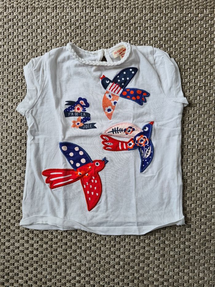 Lot de 2 t-shirts manches courtes "lapin et oiseaux" fille - 3ans - photo numéro 2