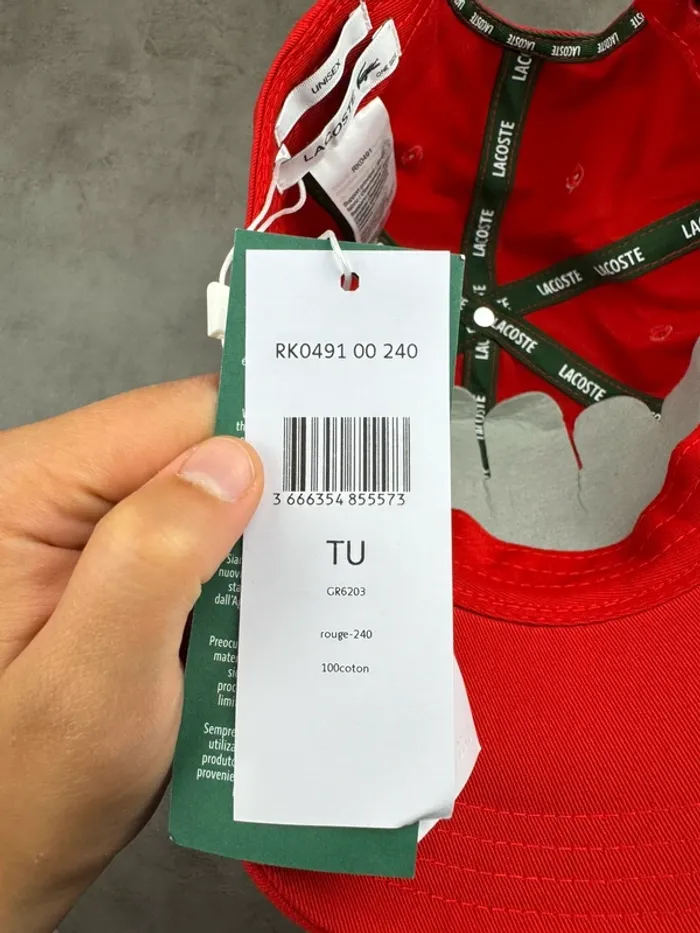 Casquette Lacoste Rouge Logo Brodé Neuve - photo numéro 7