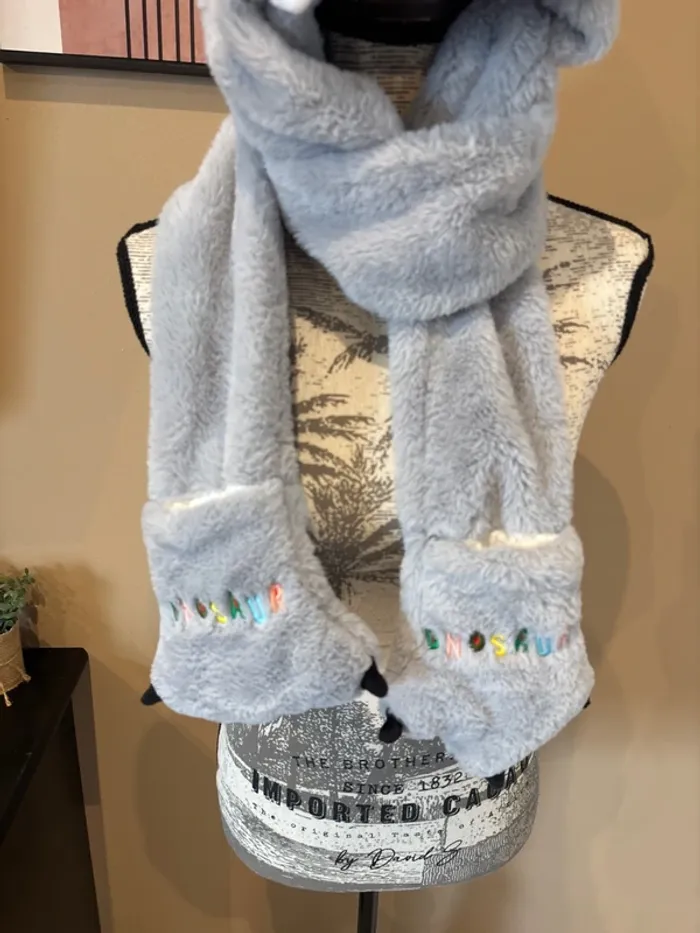 Bonnet écharpe gant 3 en 1 dinosaure - photo numéro 2